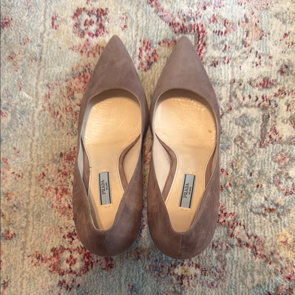 Prada Women's Taupe Suede Heels